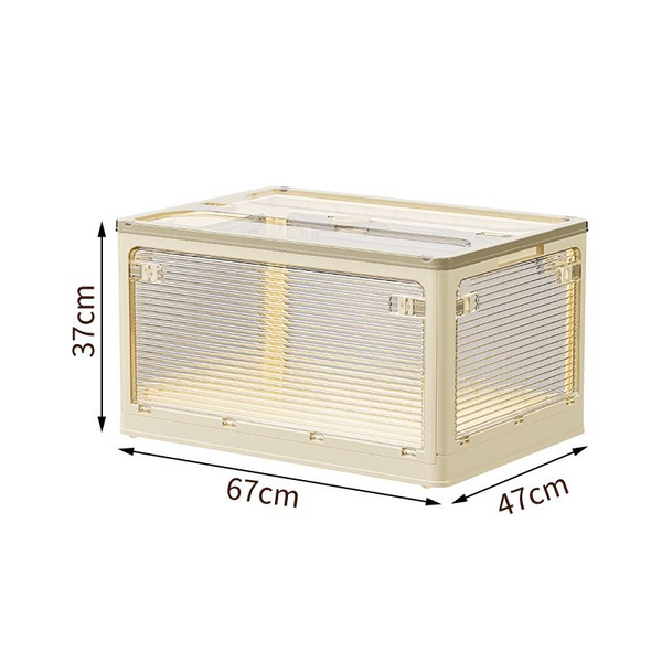Collapsible Stackable Storage Box Clear Foldable Plastic Basket - 117L/67cm