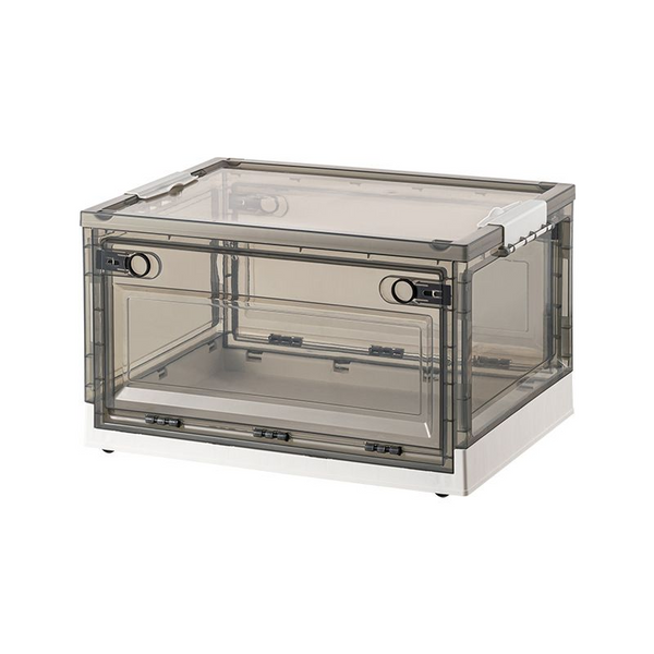 Foldable Collapsible Stackable Storage Box Plastic Basket with Wheel - 56L