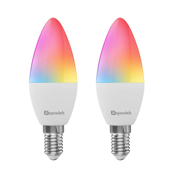 2 Pack - E14 RGBCW 5W 500Lm Candle Smart Wifi LED Bulb