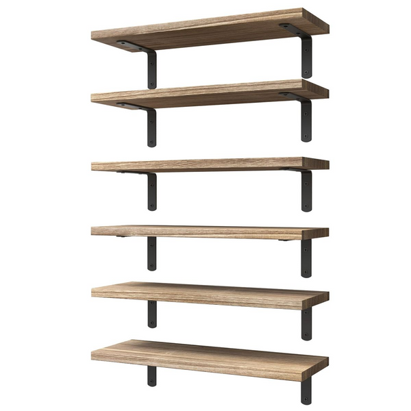 6-Pack Wood Floating Shelves for Wall & Storage Shelves
